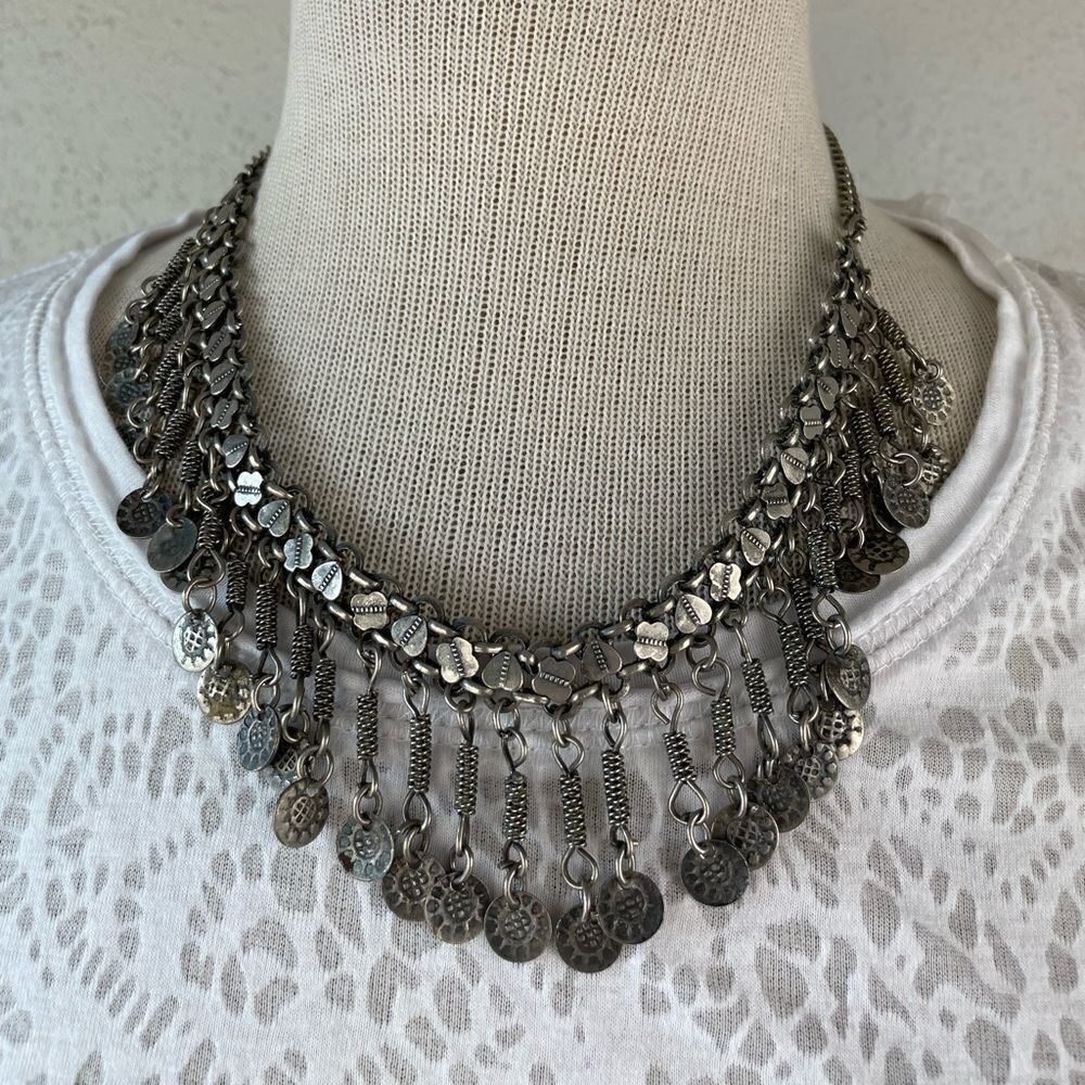 Silver Tone Dangling Necklace EUC